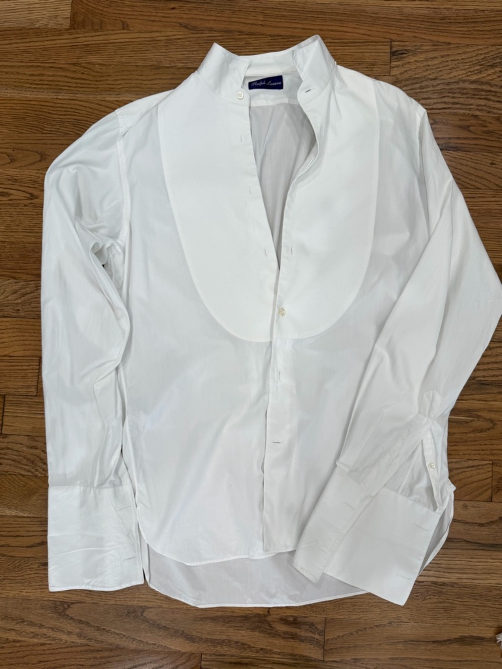 Ralph Lauren White Men's Dress Shirt with Bib Front